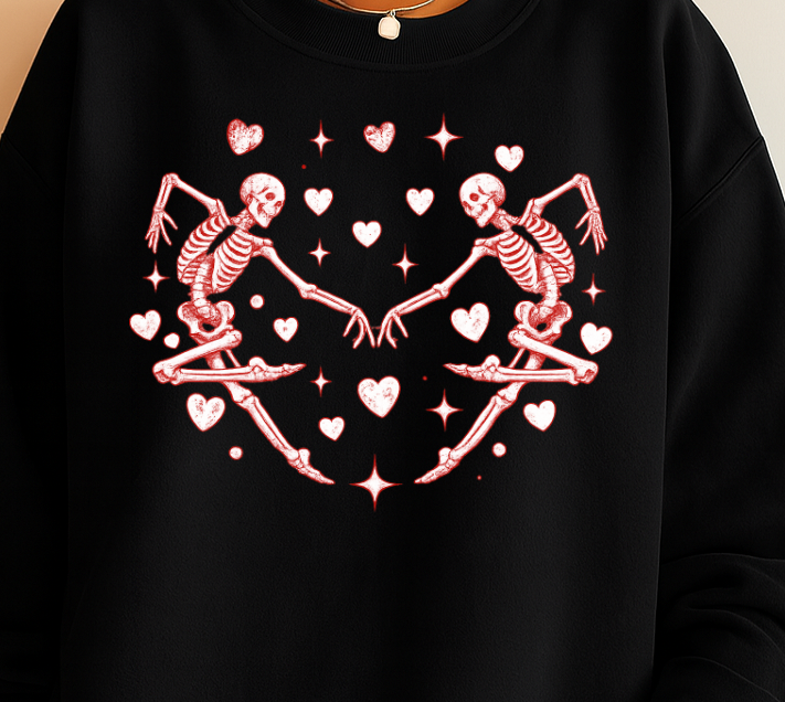 DTF Transfer Dancing Skeletons With Hearts