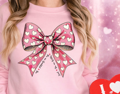Sweatshirt T-Shirt Crewneck Valentines - Heart Bow with Love