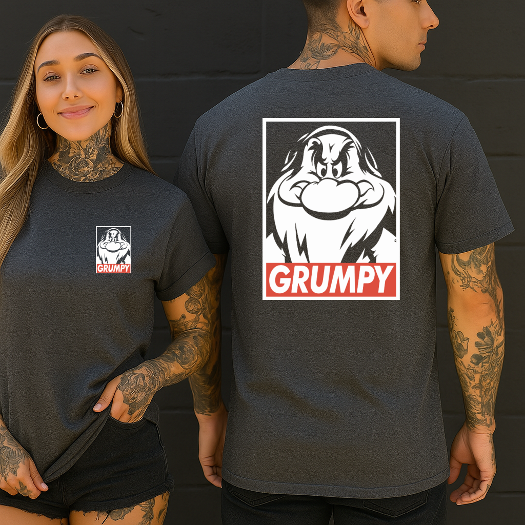 DTF Transfer Grumpy Cartoon Face Parody Style