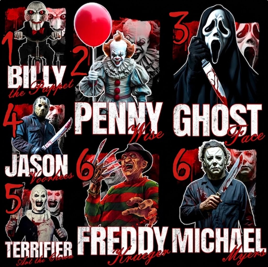 DTF Transfer 7 Horror Slashers Halloween Designs
