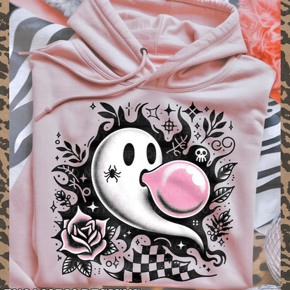 Sweatshirt Hoody Bubblegum Ghost Retro Tattoo Style