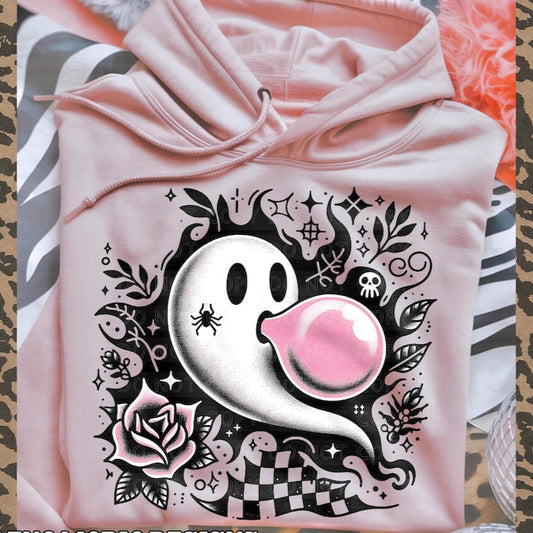 Sweatshirt Hoody Bubblegum Ghost Retro Tattoo Style