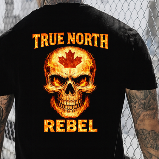 DTF Transfer True North Rebel Flaming Skull Canada Maple