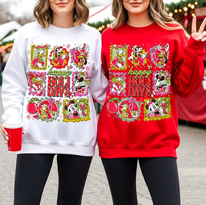 T-Shirt Crewneck Holiday Character Print – Happy Holidays