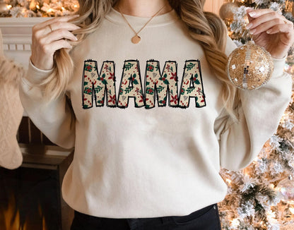 Sweatshirt Crew Neck Hoodie Or T-Shirt Christmas  Mama Christmas Print