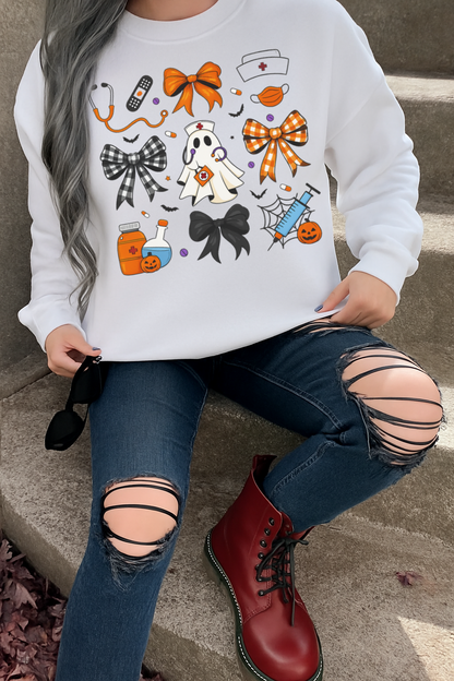 DTF Transfer Halloween Nurse Ghost & Medical Bows – Cute Healthcare-