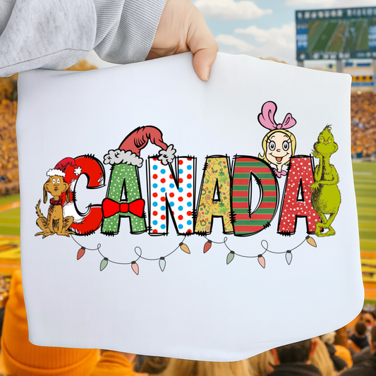 DTF Transfer Canada Christmas Sweatshirt – Festive Grinchh & Holiday Characters Design