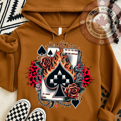 DTF Transfer Flaming Ace of Spades – Tattoo Rose & Leopard Print Card Design