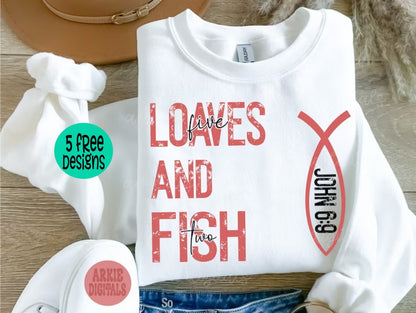 Sweatshirt Crew Hoodie Or T-Shirt  Happy Valentines Loaves And FIsh  John 6:9 .