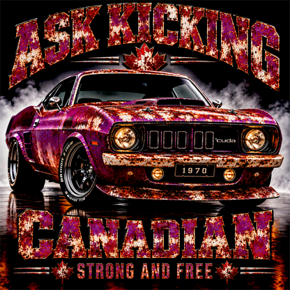 DTF Transfer Halftone - Ask Kicking Canadian 1970 Plymouth Cuda