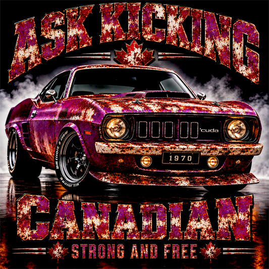 DTF Transfer Halftone - Ask Kicking Canadian 1970 Plymouth Cuda