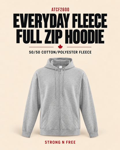ATCF2600 Everyday Fleece Full Zip Hoodie wholesale feature poster, 50/50 cotton/polyester fleece, Strong N Free