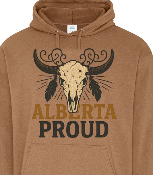 DTF Transfer Alberta Western Skull – Canadian Prairie Pride Design