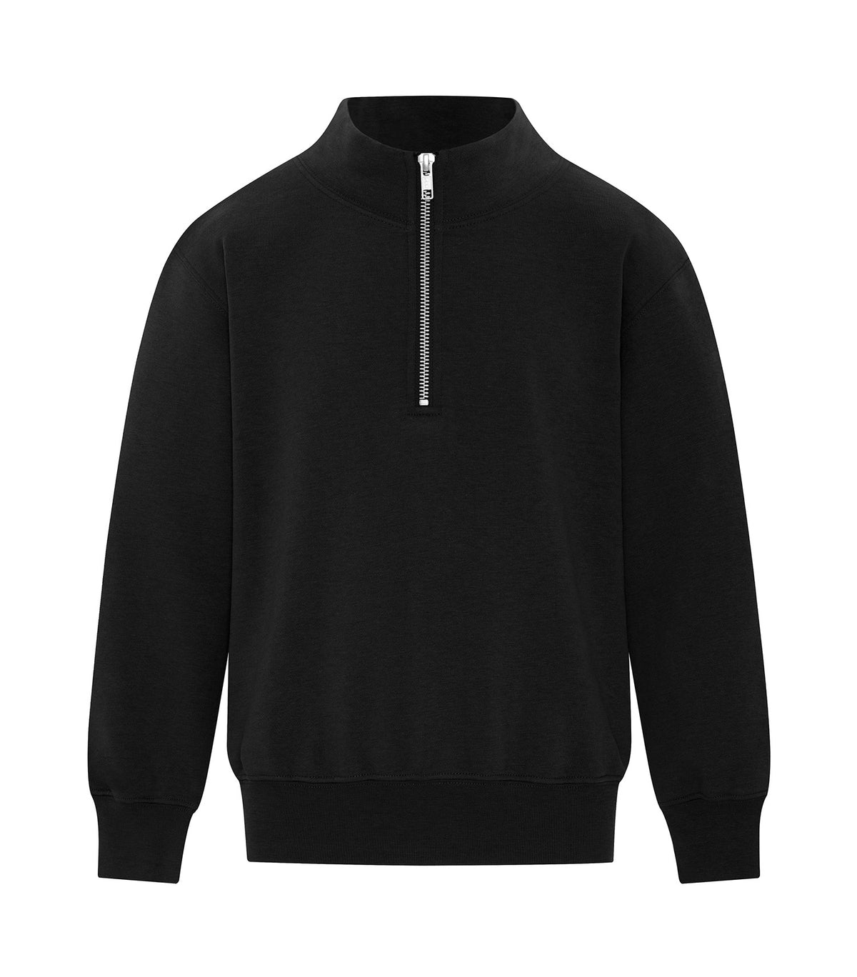 ATCY2700 youth quarter-zip sweatshirt – black front view