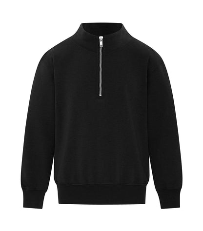 ATCY2700 youth quarter-zip sweatshirt – black front view