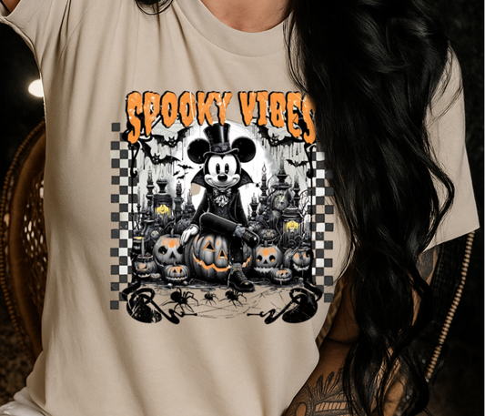 DTF Transfer Spooky Vibes – Gothic Mouse Halloween Pumpkins