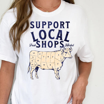 T-Shirt Sweatshirt Hoodie Support Local Shops Fresh Market Crewneck