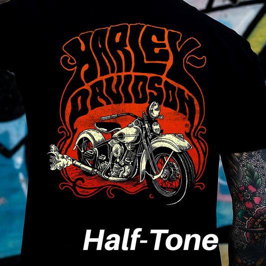 DTF Transfer Halftone Vintage Biker Old School Look