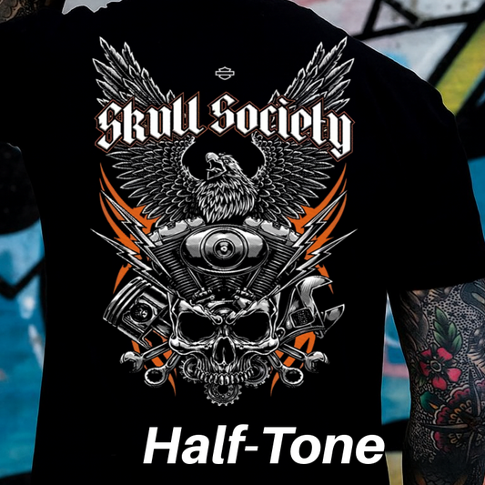 DTF Transfer Halftone Vintage Biker Old School Look