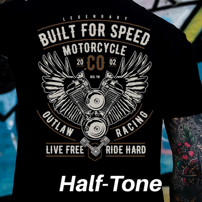 DTF Transfer Halftone Vintage Biker Old School Look