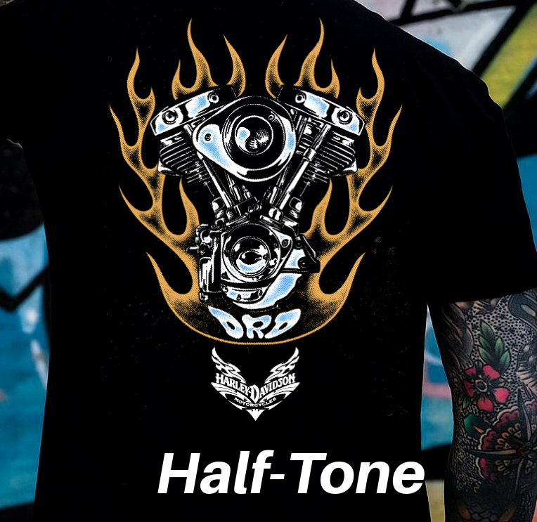 DTF Transfer Halftone Vintage Biker Old School Look