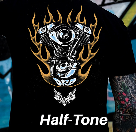 DTF Transfer Halftone Vintage Biker Old School Look