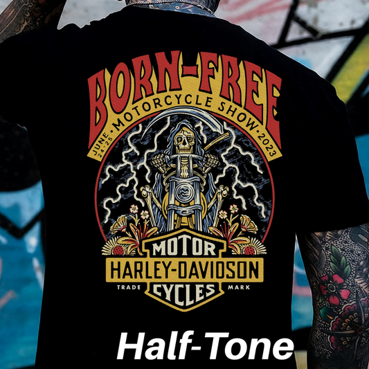 DTF Transfer Halftone Vintage Biker Old School Look