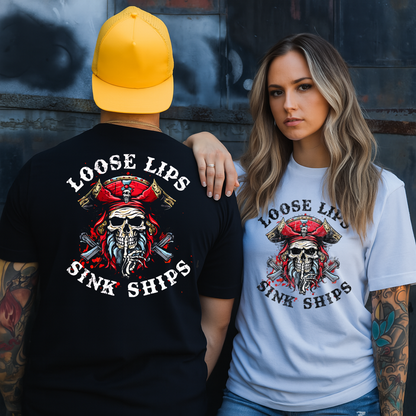 DTF Transfer Sink Ships Loose Lips Design