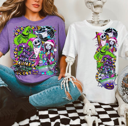 T-Shirt Crewneck Hoody – Spooky Christmas Crew with Jack, Sally, Boogie & Ghost Dog