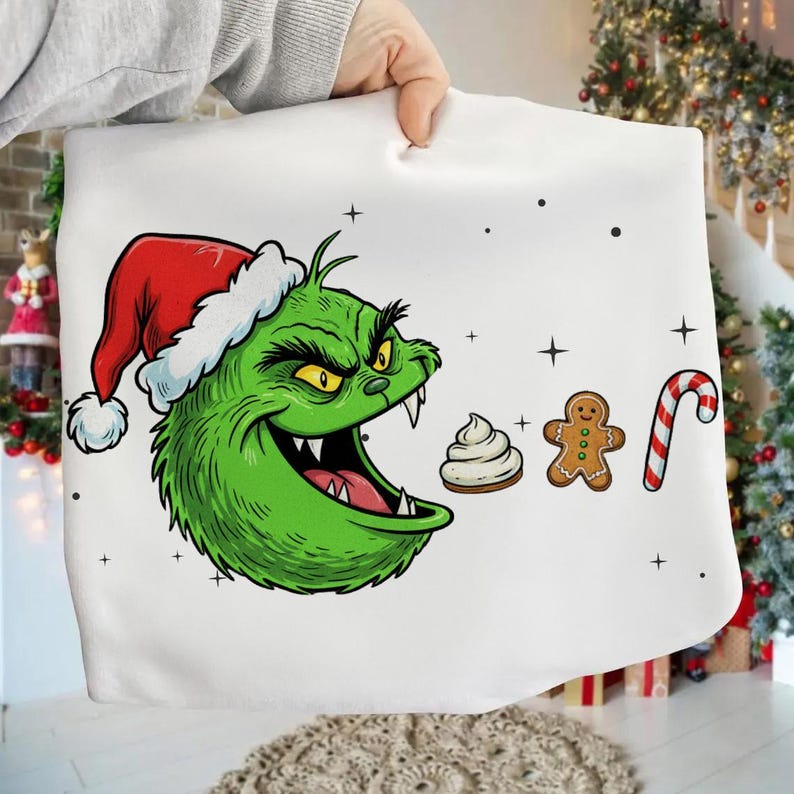 Sweatshirt Hoody – Green Christmas Character with Santa Hat