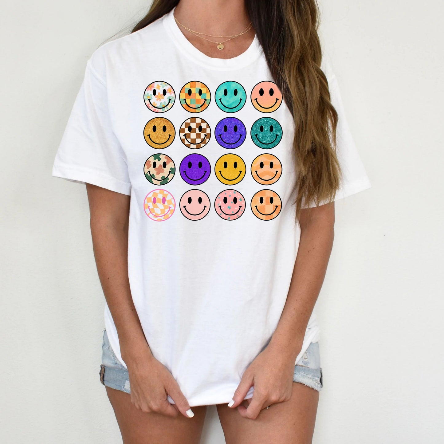 T-Shirt Sweatshirt Crewneck Smiley  Grid – Retro Textures & Patterns