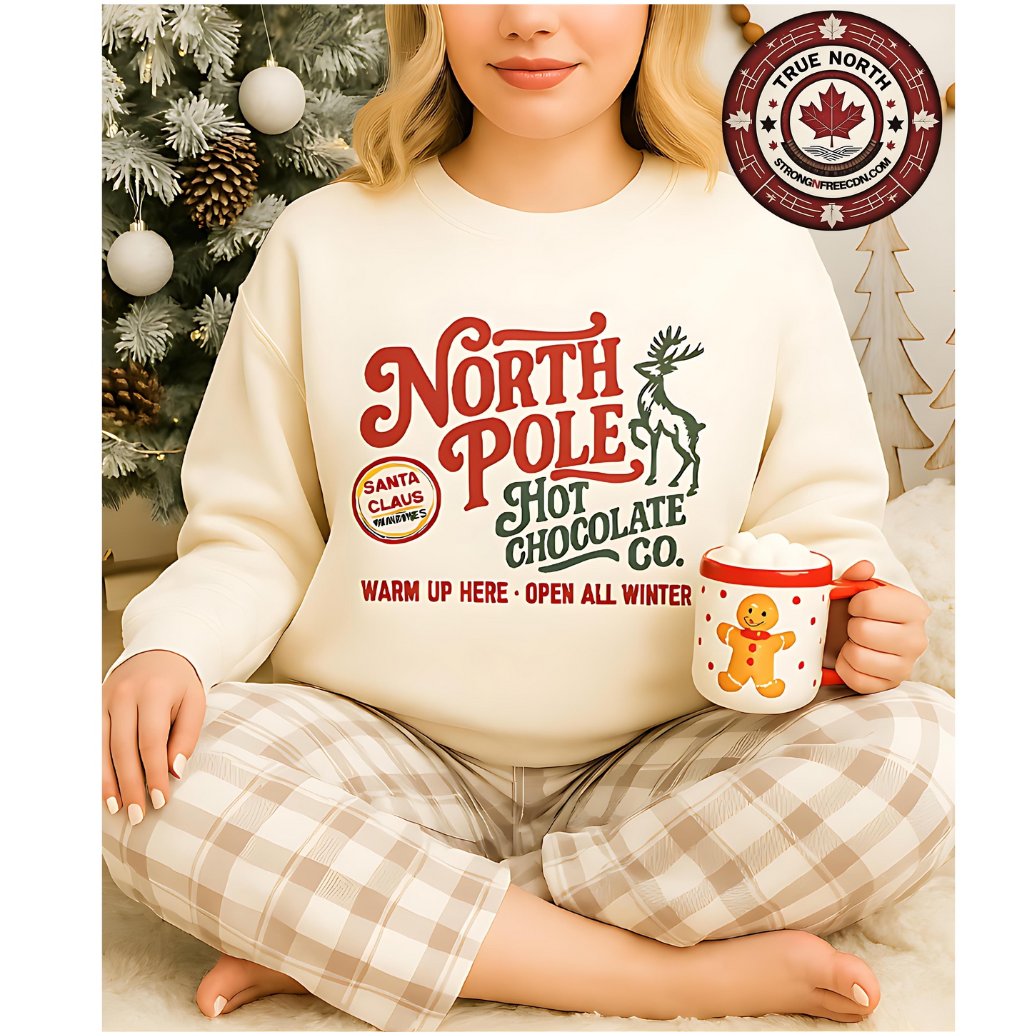 North Pole Christmas  Embroidered Crewneck or Hoodie