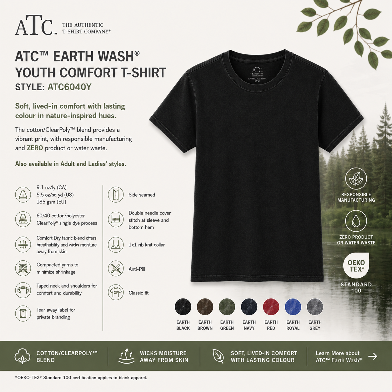 ATC™ EARTH WASH® CVC YOUTH TEE - ATC6040Y