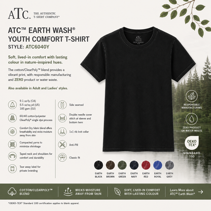 ATC™ EARTH WASH® CVC YOUTH TEE - ATC6040Y