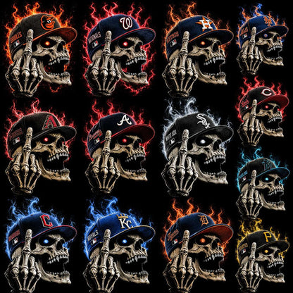 Baseball skull cap team DTF transfer designs for mature audiences