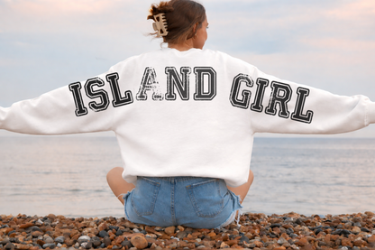 DTF Transfer Island Girl Oversized Back Print Sweatshirt – Vintage Coastal Style 🌊