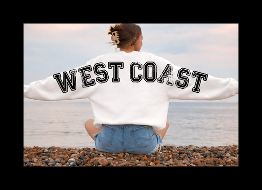 DTF Transfer West Coast Oversized Back Print Sweatshirt – Vintage Coastal Style
