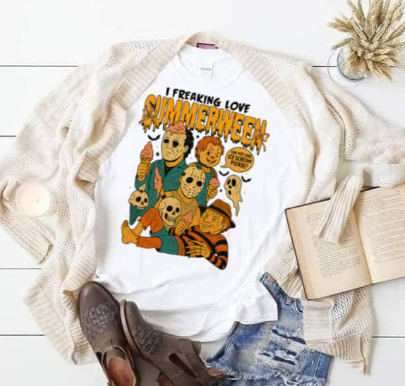 T-Shirt Crewneck Hoody – I Freaking Love Summerween (Horror Ice Cream Mashup)