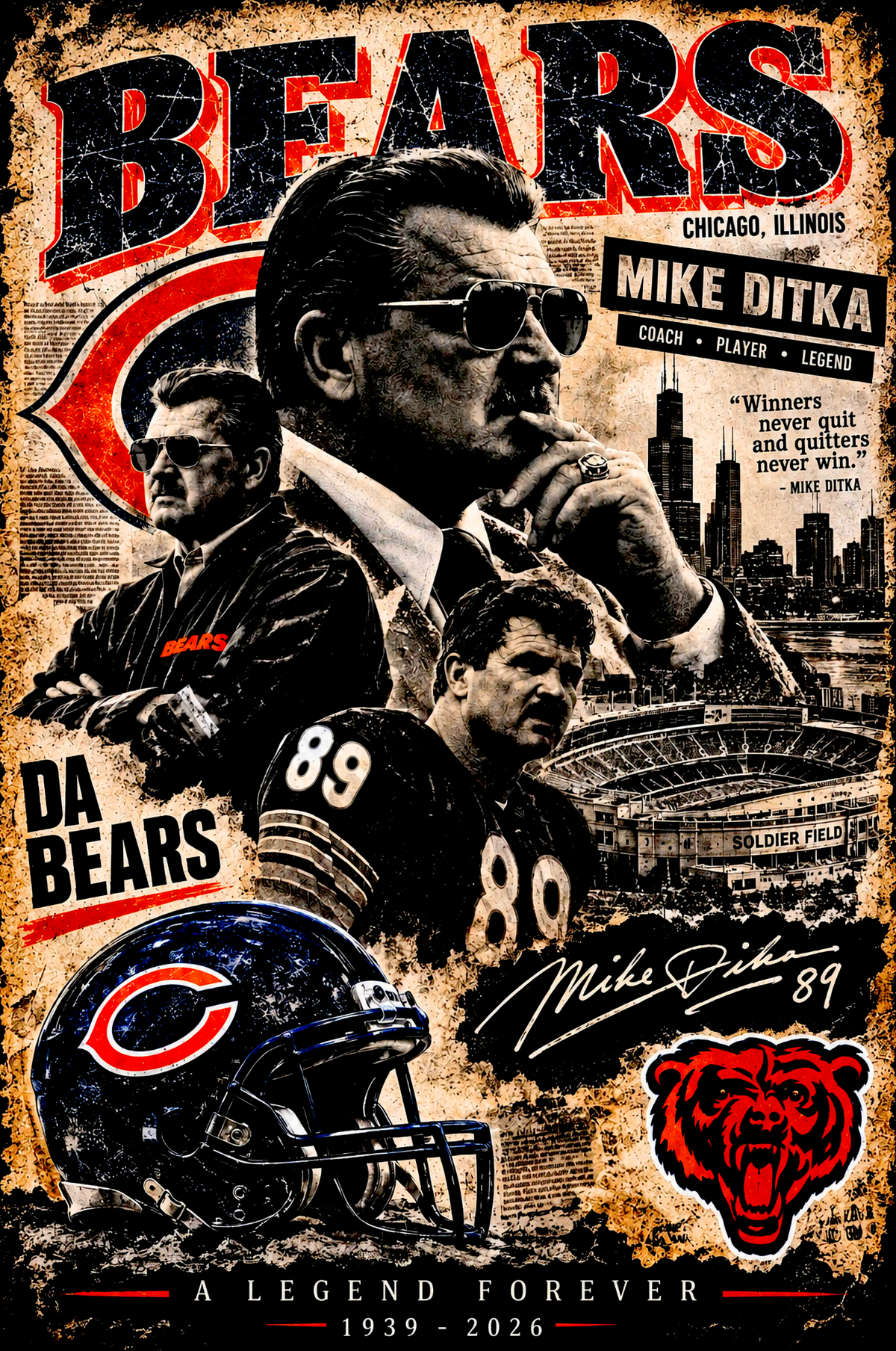 Mike Ditka tribute artwork