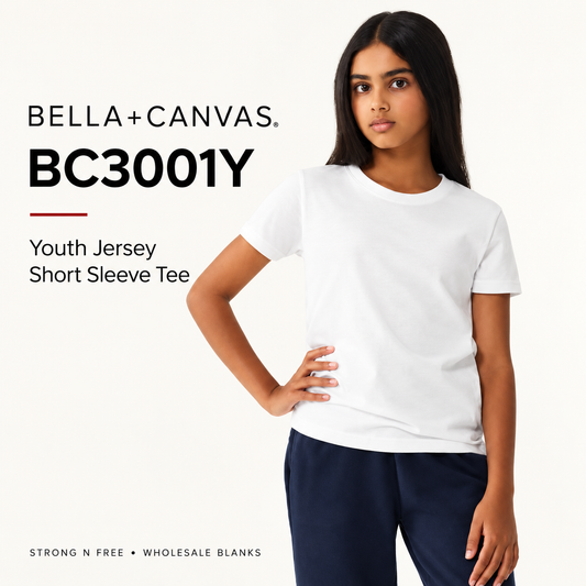 Bella Canvas BC3001Y Youth Jersey Short Sleeve Tee — Wholesale Blanks