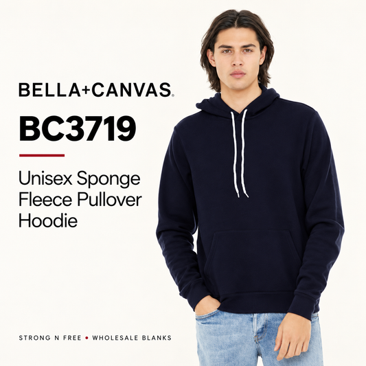 Bella Canvas BC3719 Unisex Sponge Fleece Pullover Hoodie — Wholesale Blanks