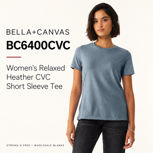 Bella Canvas BC6400CVC Women's Relaxed Heather CVC Short Sleeve Tee — Wholesale Blanks