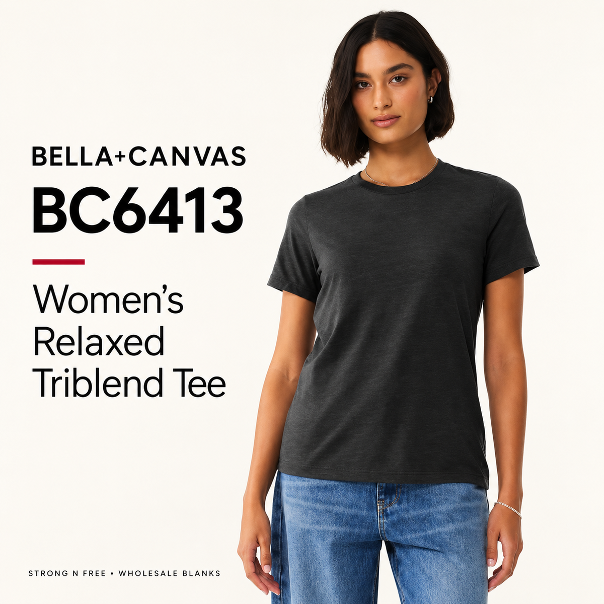 Bella Canvas BC6413 Women's Relaxed Triblend Tee — Wholesale Blanks