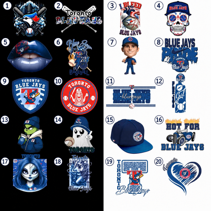 Toronto baseball DTF transfer design choices 1 through 20