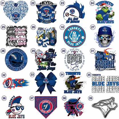 Toronto baseball DTF transfer design choices 21 through 39