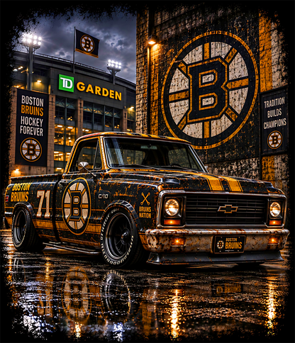 DTF Transfer Halftone - Boston Bruins Chevrolet C10 Pickup Truck