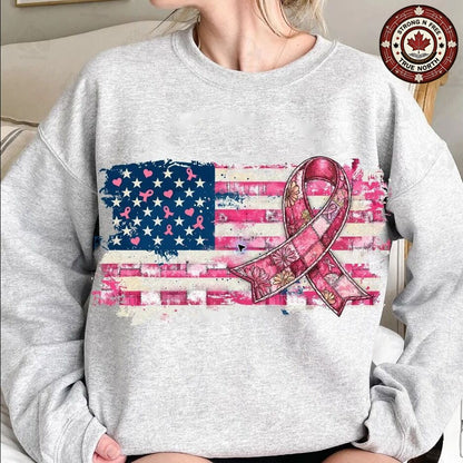 American Flag Pink Ribbon Breast Cancer Awareness ready-to-press DTF transfer photo 5