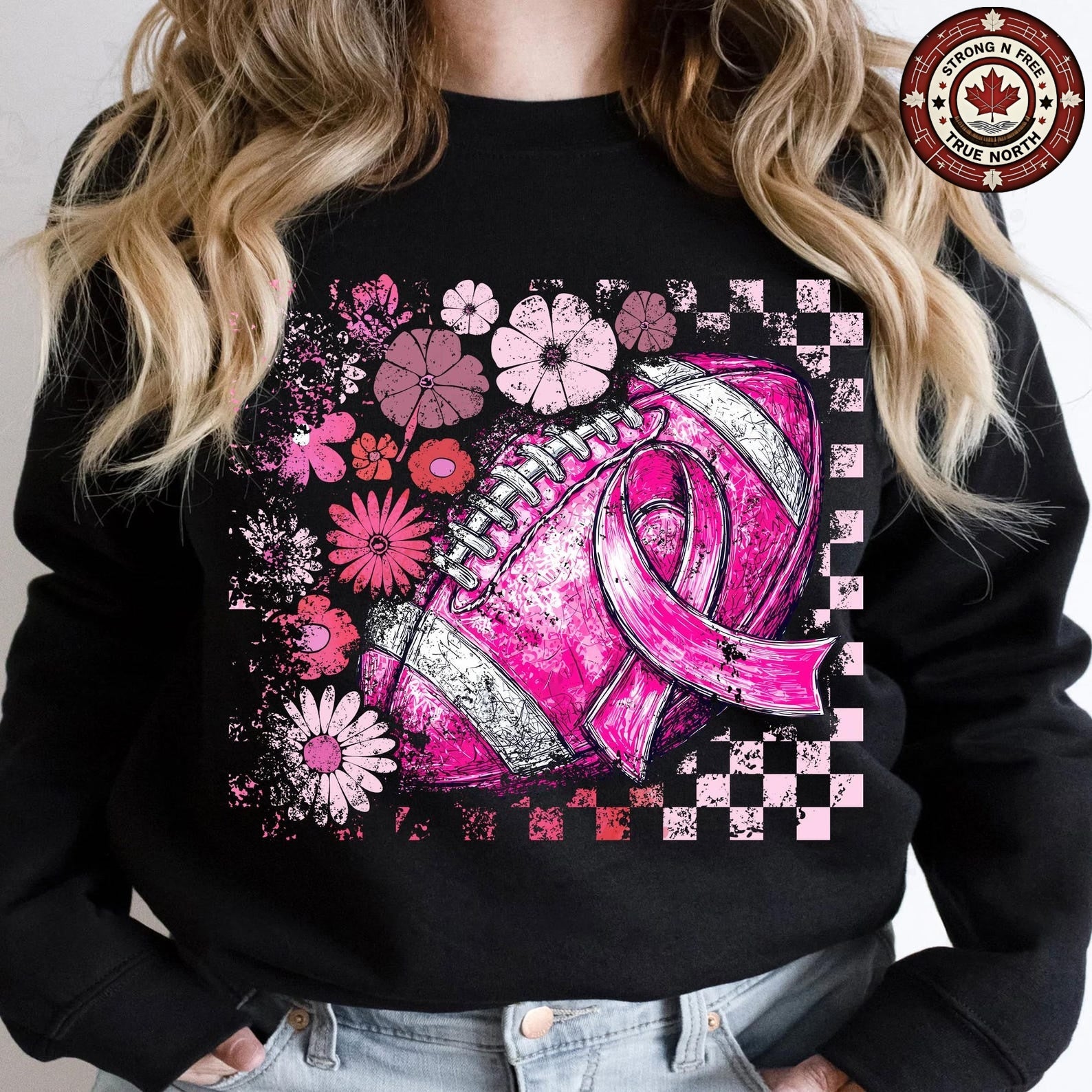 Retro Football Pink Out Tackle Breast Cancer ready-to-press DTF transfer photo 2