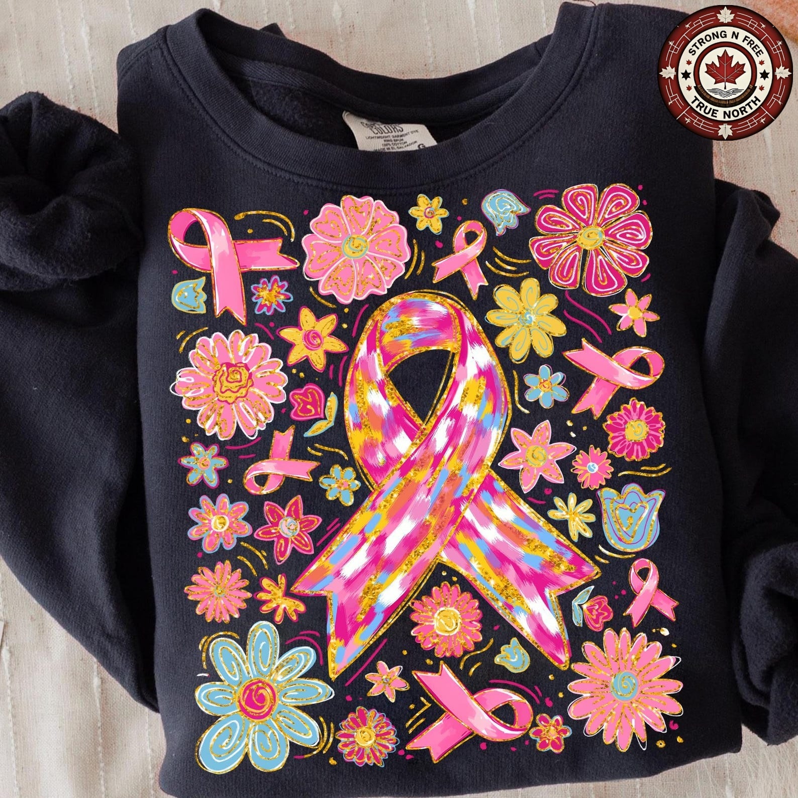 Boho Floral In October We Wear Pink ready-to-press DTF transfer photo 1