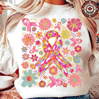 Boho Floral In October We Wear Pink ready-to-press DTF transfer photo 2
